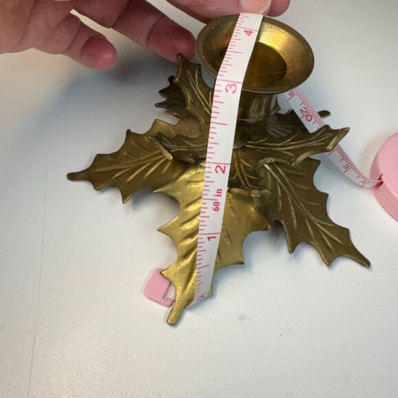 Vintage Brass Holly Leaf Candle Holder – Made in India - Picture 5 of 5